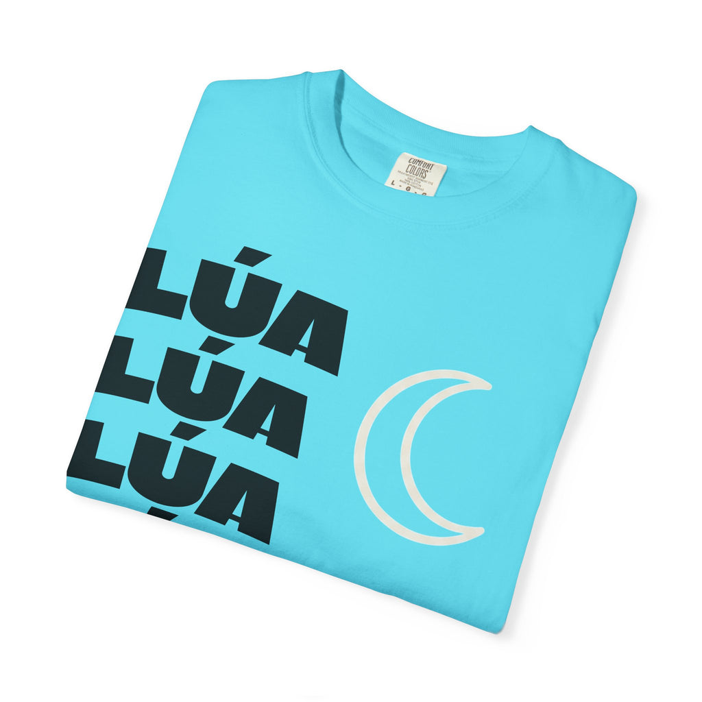 Lúa Crescent Moon Graphic T‑Shirt — Retro Block Text Tee