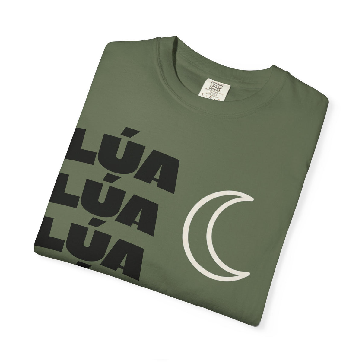 Lúa Crescent Moon Graphic T‑Shirt — Retro Block Text Tee