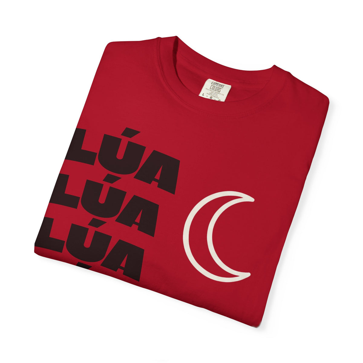 Lúa Crescent Moon Graphic T‑Shirt — Retro Block Text Tee
