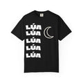 Lúa Crescent Moon Graphic T‑Shirt — Retro Block Text Tee