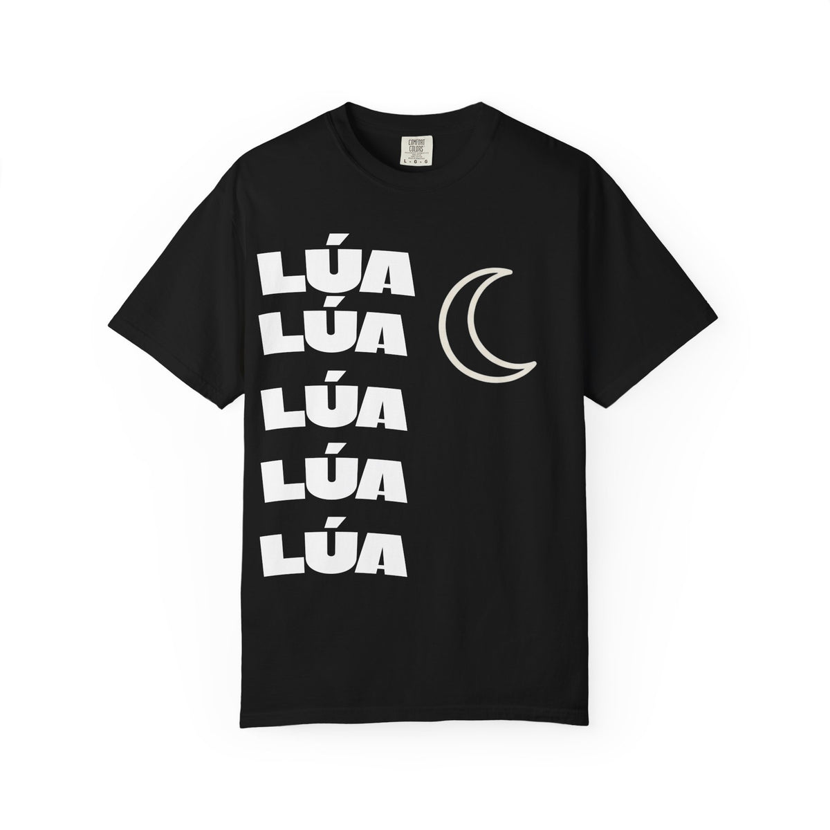 Lúa Crescent Moon Graphic T‑Shirt — Retro Block Text Tee