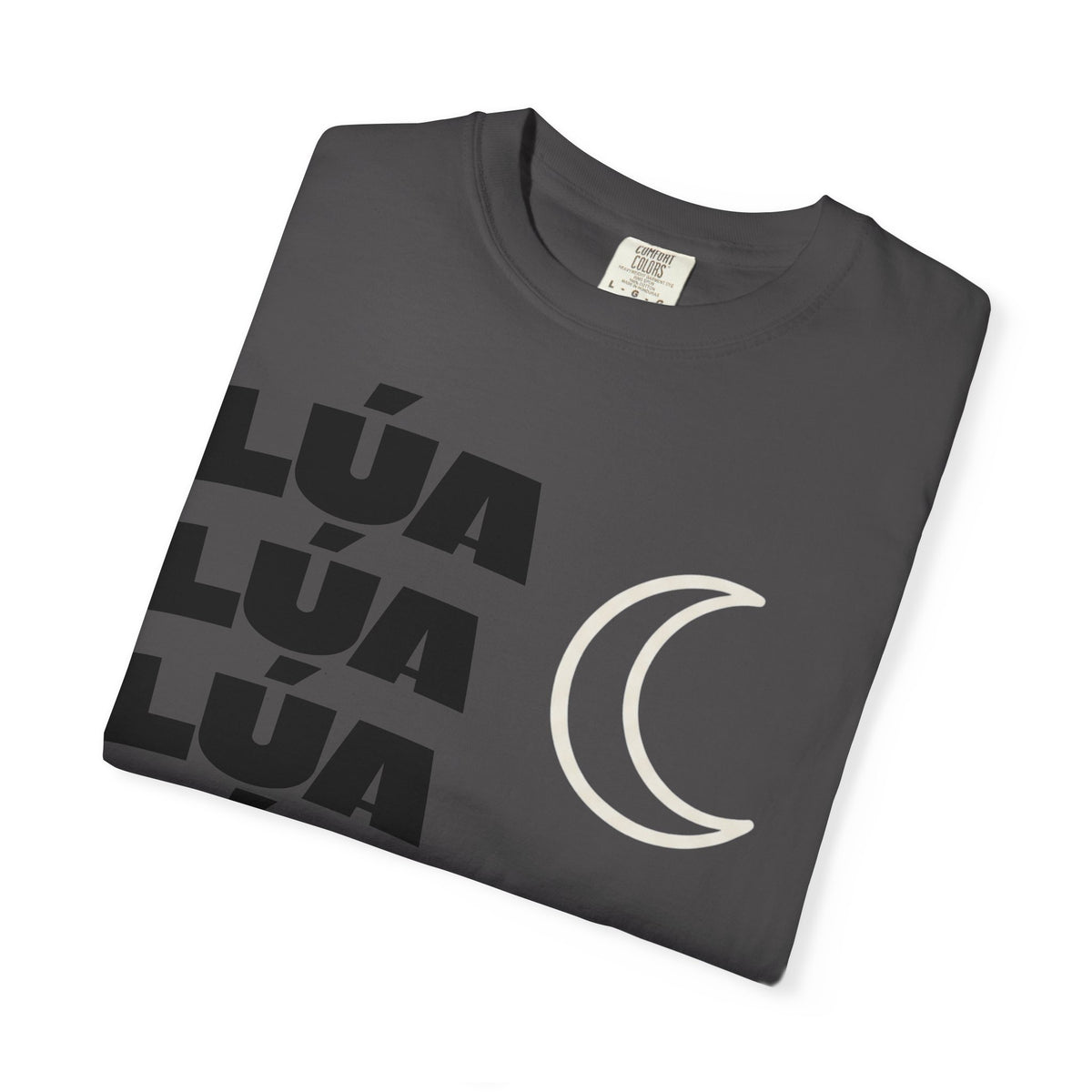 Lúa Crescent Moon Graphic T‑Shirt — Retro Block Text Tee